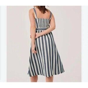 Pact Midi Dress Womens XS Blue Stripe Canopy Picnic Coastal Nautical No Belt